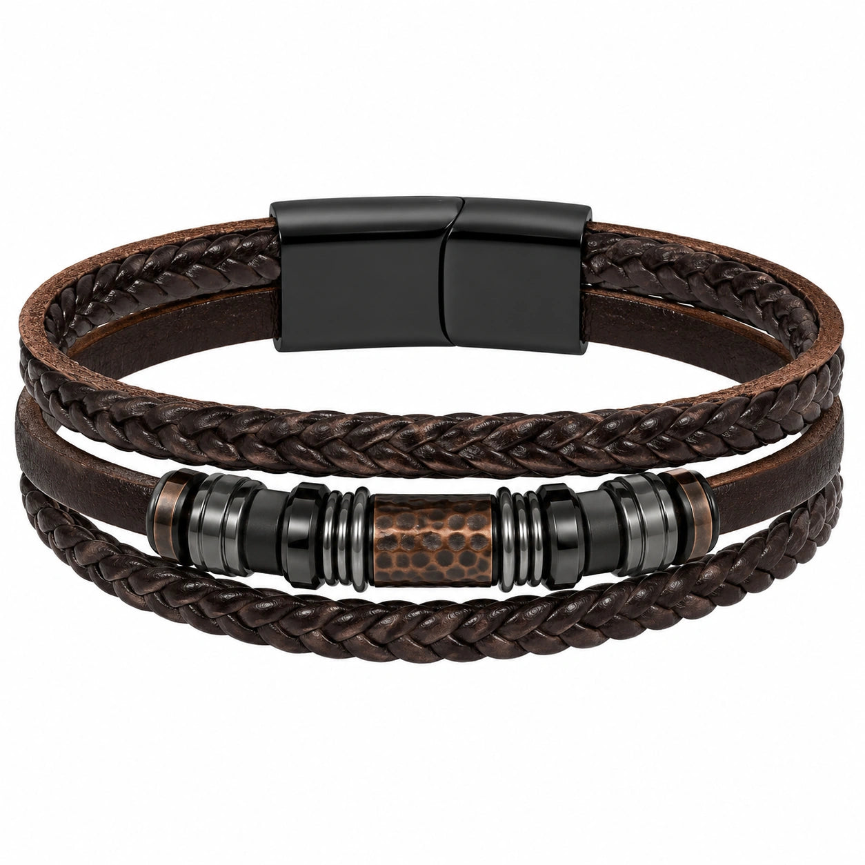 Bracciale Multistrato Marrone con Chiusura Magnetica