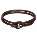 Bracciale Nodo in Pelle Marrone con Elemento in Ottone
