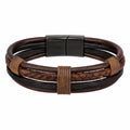 Bracciale Multistrato da Uomo Marrone Scuro con Chiusura Magnetica