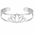 Bracciale rigido aperto con motivo fiore di loto in argento