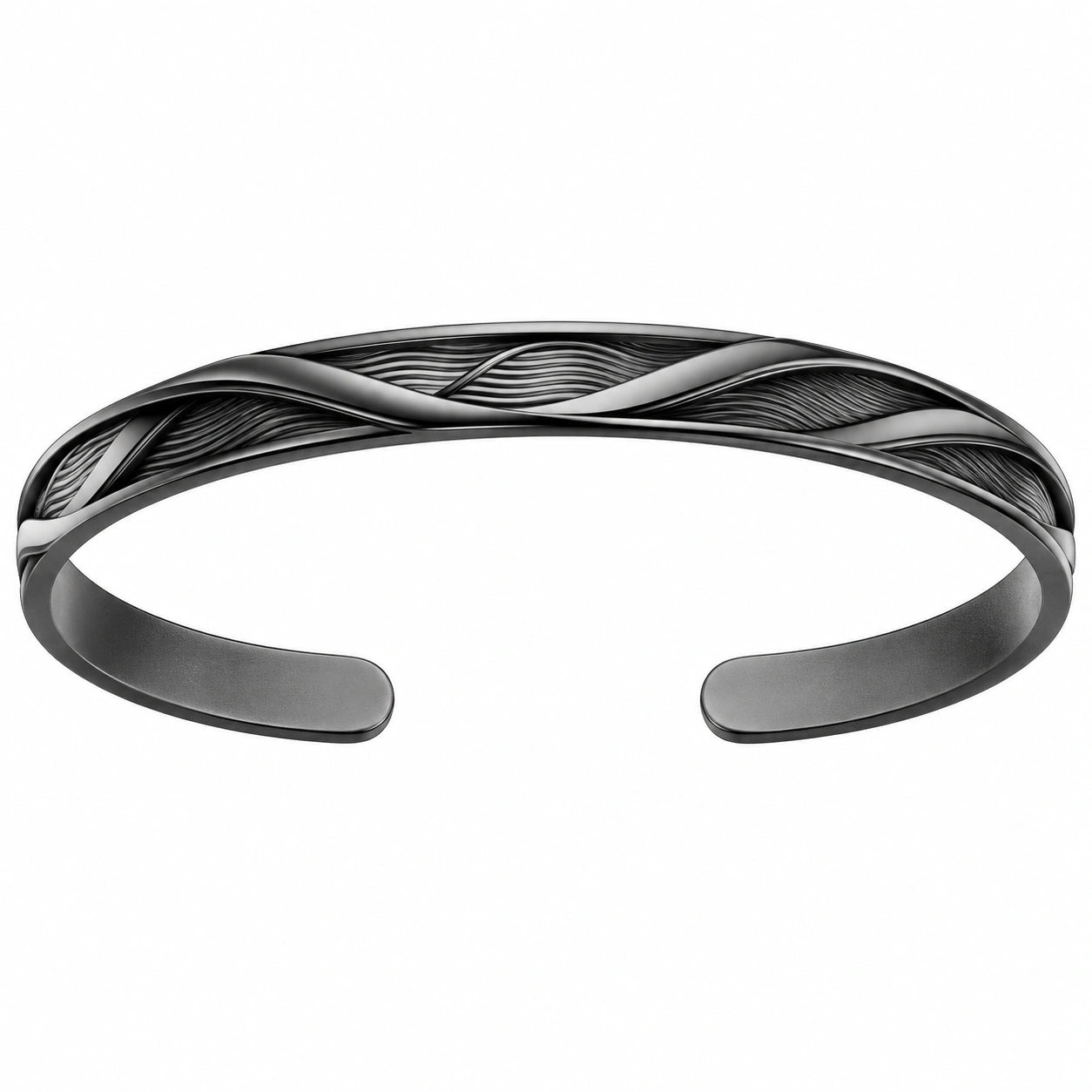 Bracciale rigido design intrecciato nero elegante