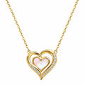 Collana Cuore con Pendente in Oro e Perla Rosa