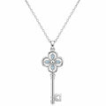 Collana con Ciondolo Chiave in Argento e Cristalli Blu