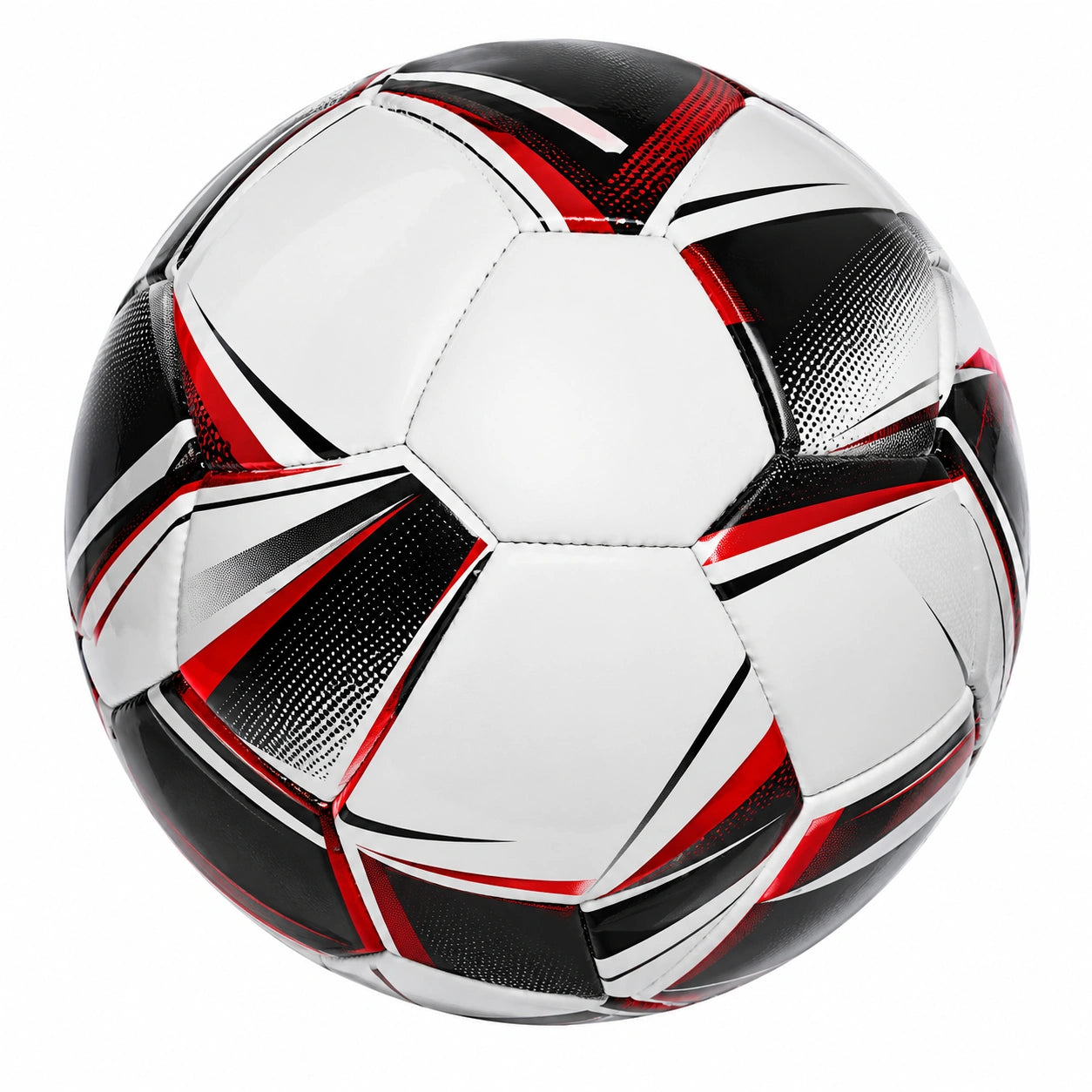 Pallone da Calcio Bianco, Nero e Rosso con 32 Pannelli