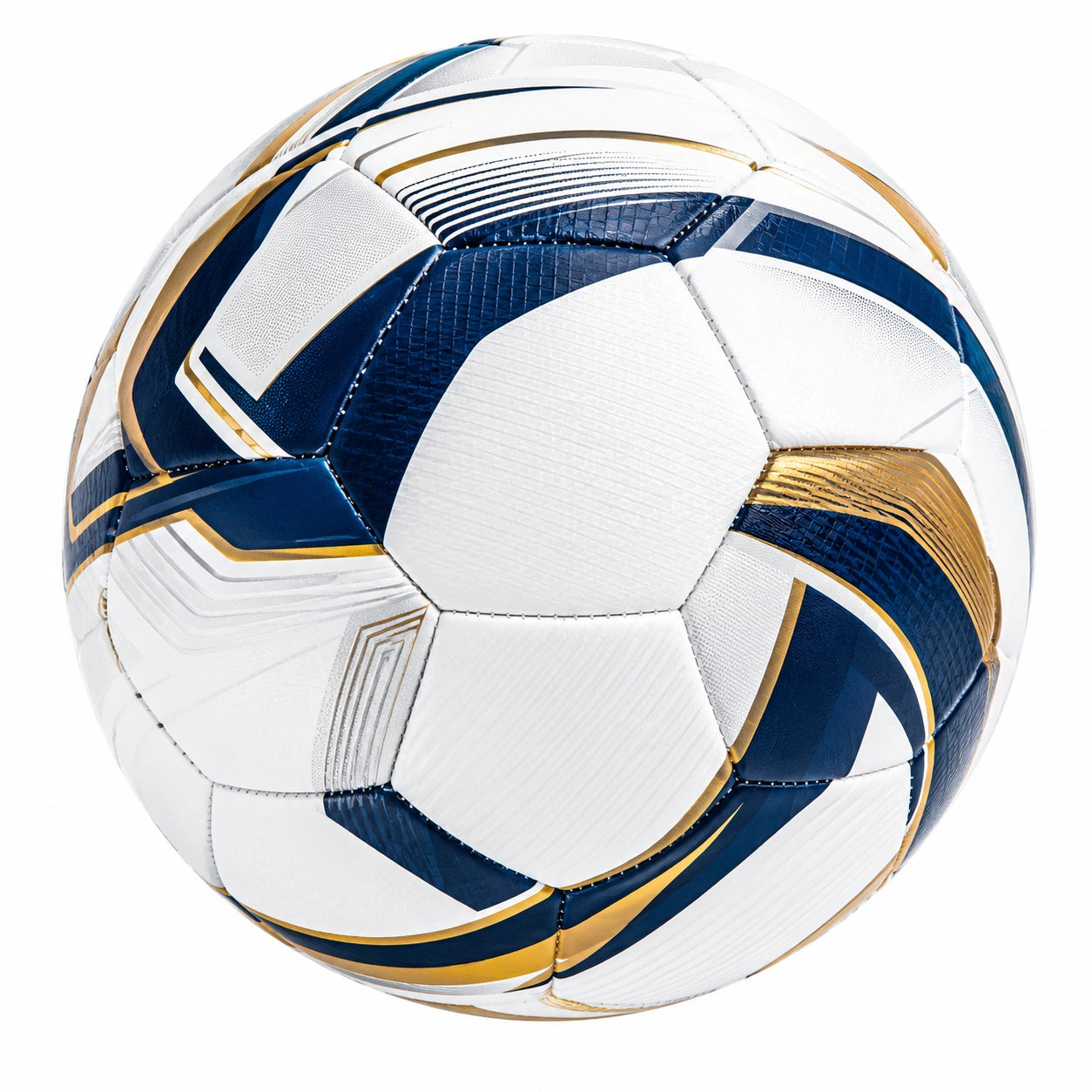 Pallone da Calcio Bianco, Blu e Oro con 32 Pannelli