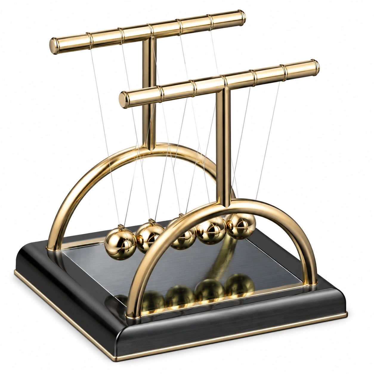 Pendolo di Newton doppio oro nero decorativo