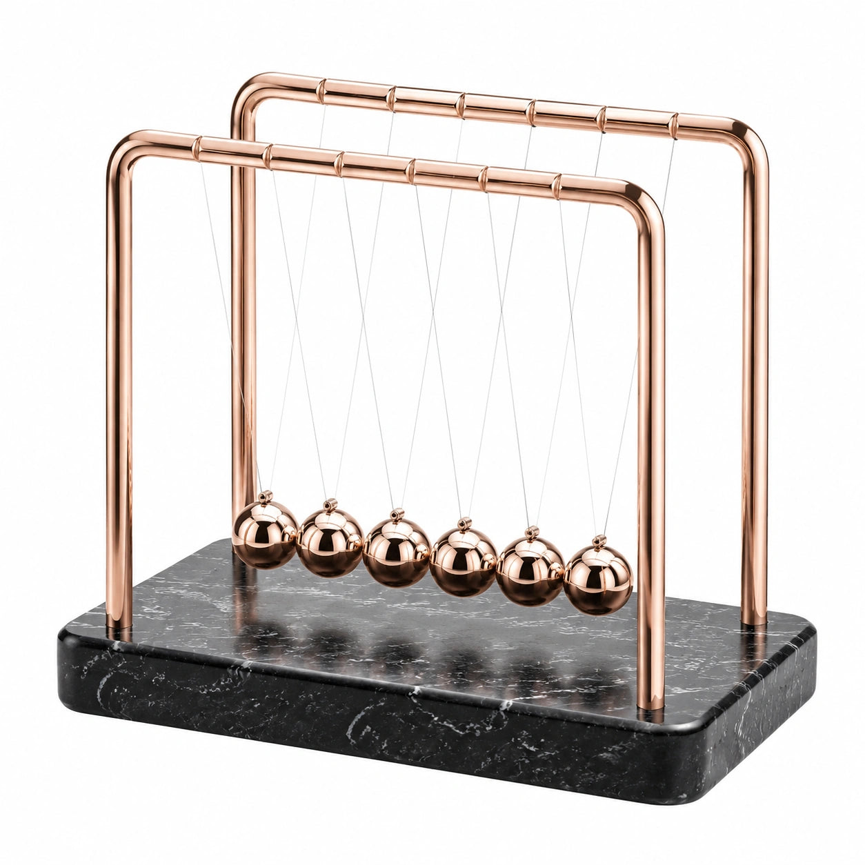 Pendolo di Newton Decorativo Oro Rosa con Base in Marmo
